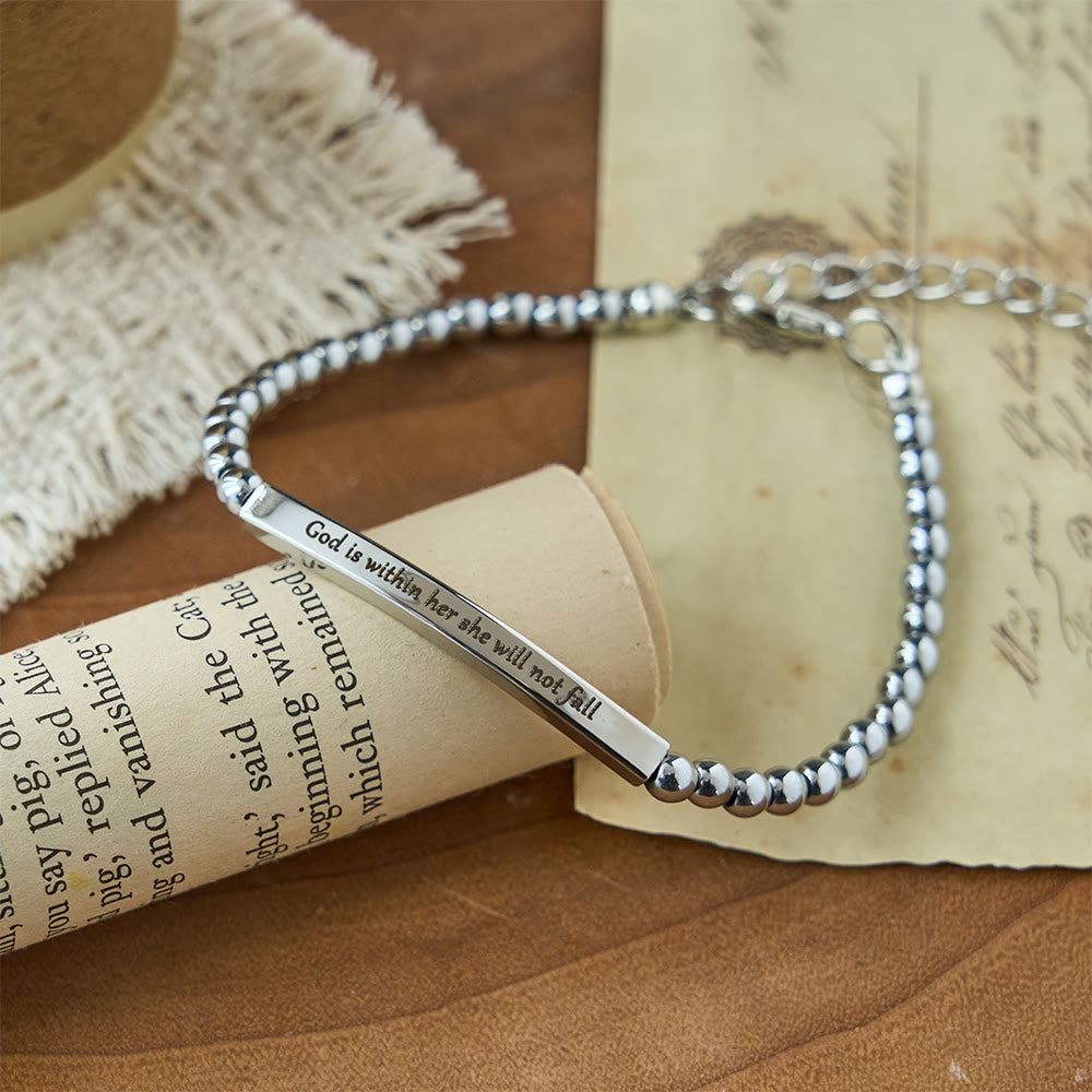 Strength & Courage Engraved Beaded Bracelet
