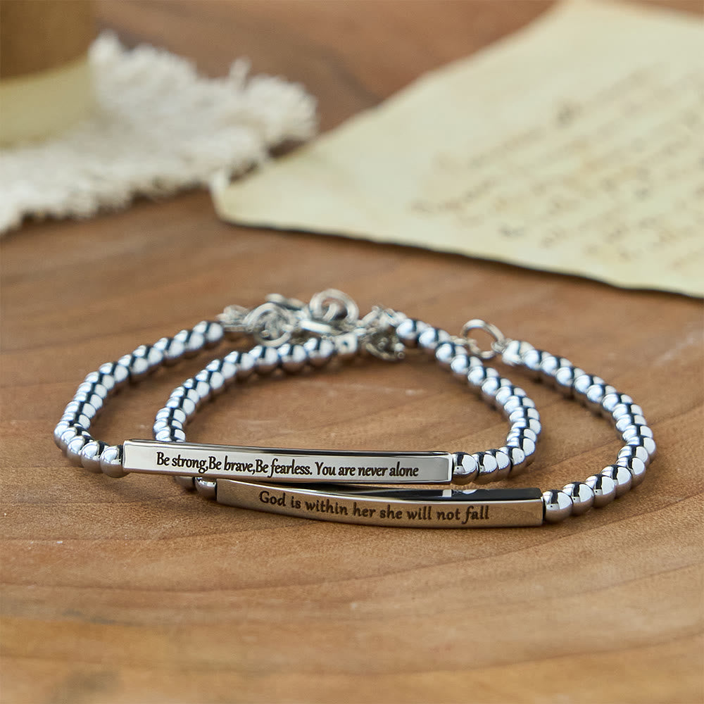 Strength & Courage Engraved Beaded Bracelet
