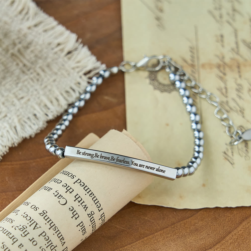 Strength & Courage Engraved Beaded Bracelet