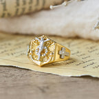 Two-Tone Crucifix Statement Ring