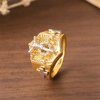 Two-Tone Crucifix Statement Ring