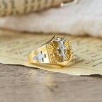 Two-Tone Crucifix Statement Ring