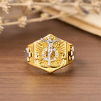 Two-Tone Crucifix Statement Ring