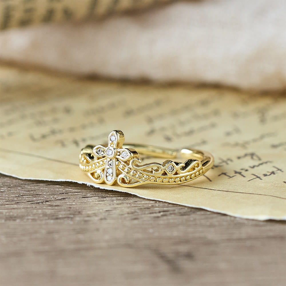 Dual Polished Style Cross-Crown Ring