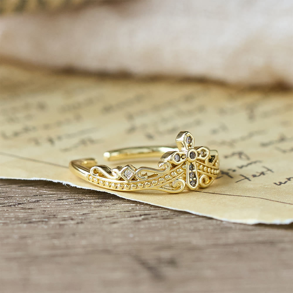 Dual Polished Style Cross-Crown Ring