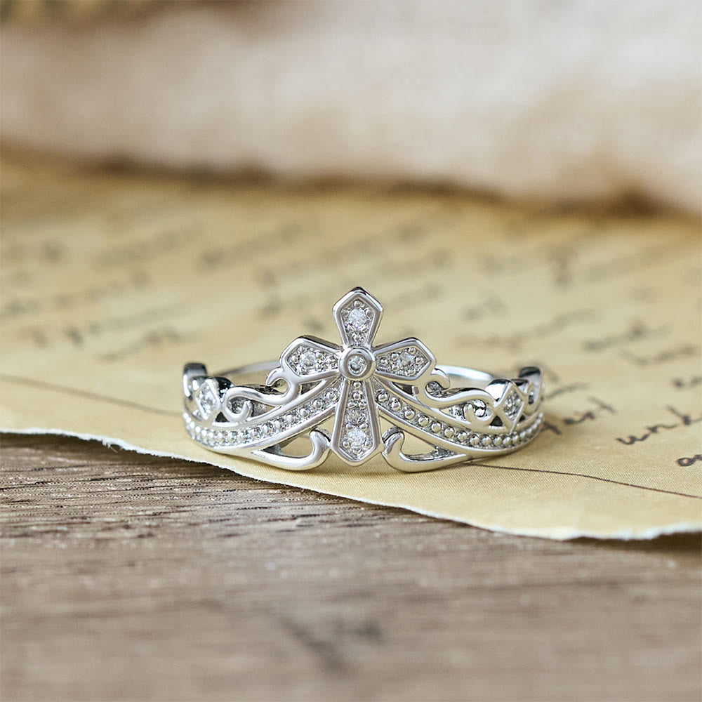 Dual Polished Style Cross-Crown Ring