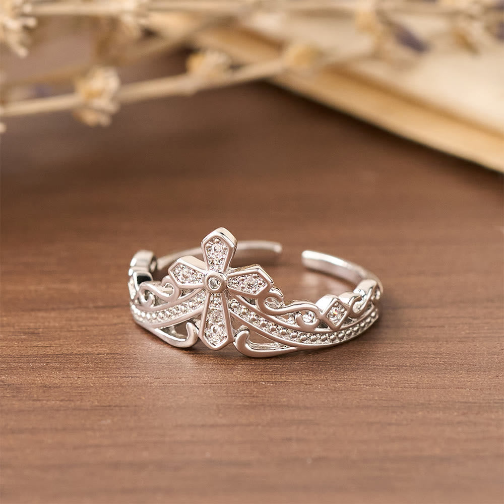 Dual Polished Style Cross-Crown Ring