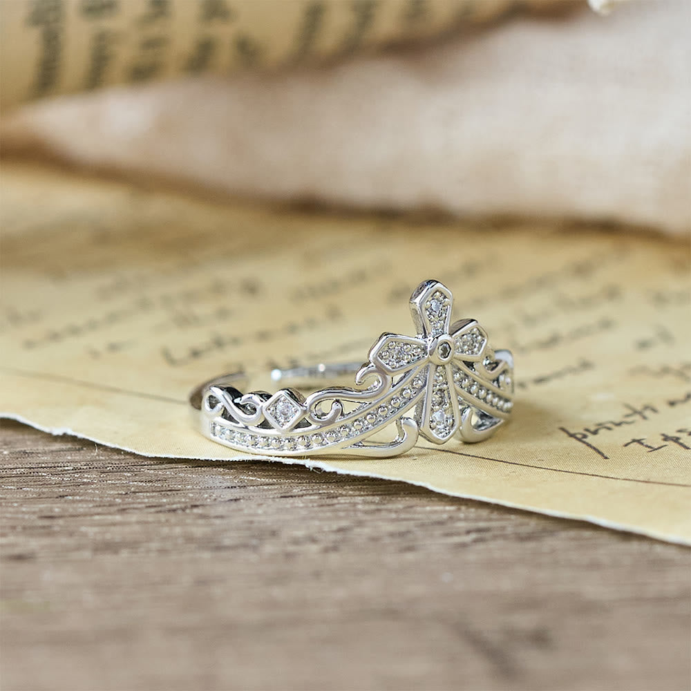 Dual Polished Style Cross-Crown Ring