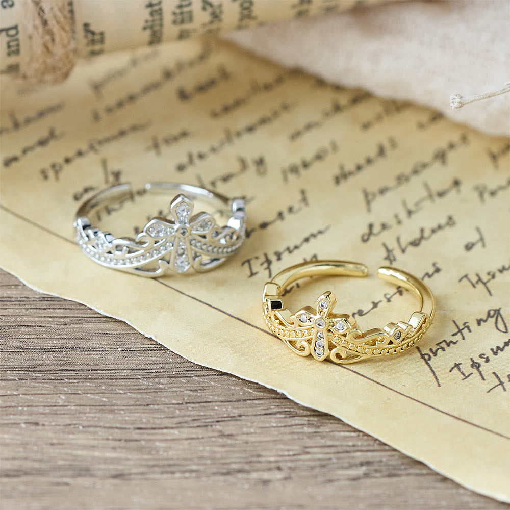 Dual Polished Style Cross-Crown Ring