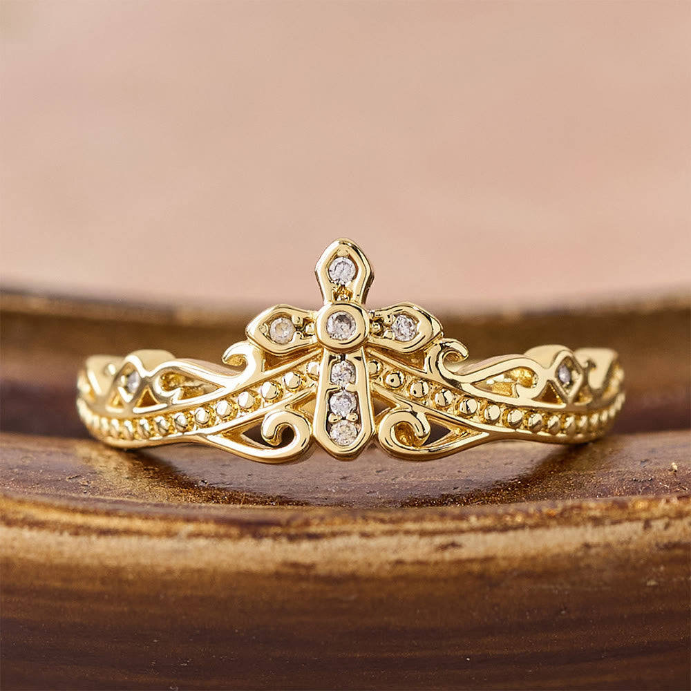 Dual Polished Style Cross-Crown Ring