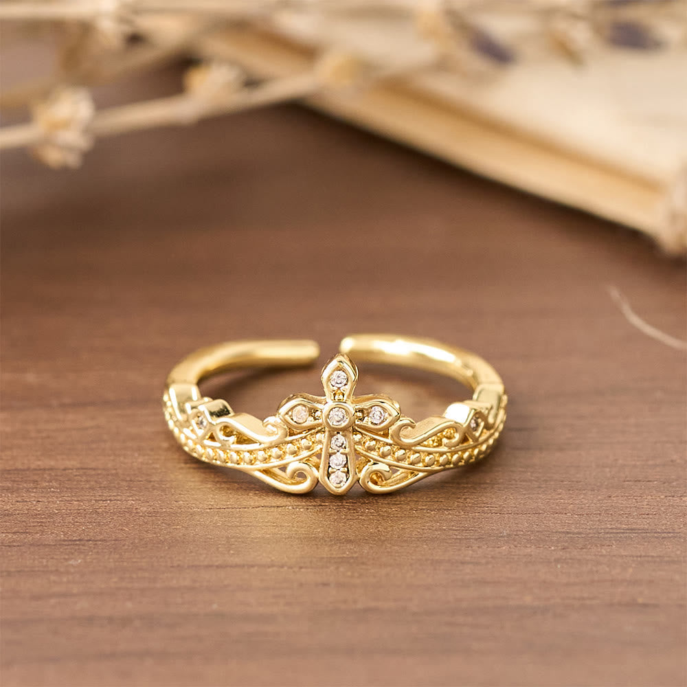 Dual Polished Style Cross-Crown Ring