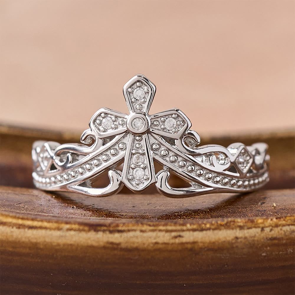 Dual Polished Style Cross-Crown Ring