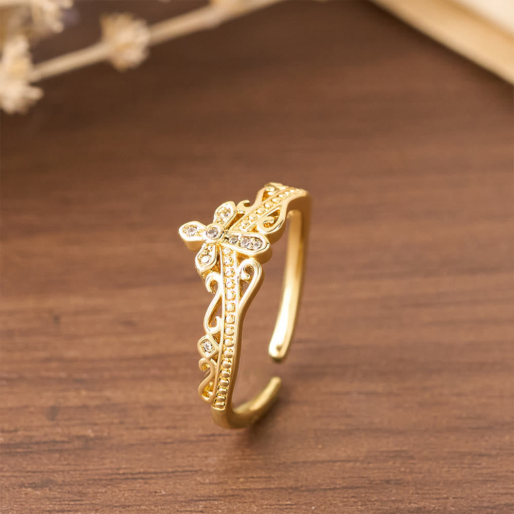 Dual Polished Style Cross-Crown Ring