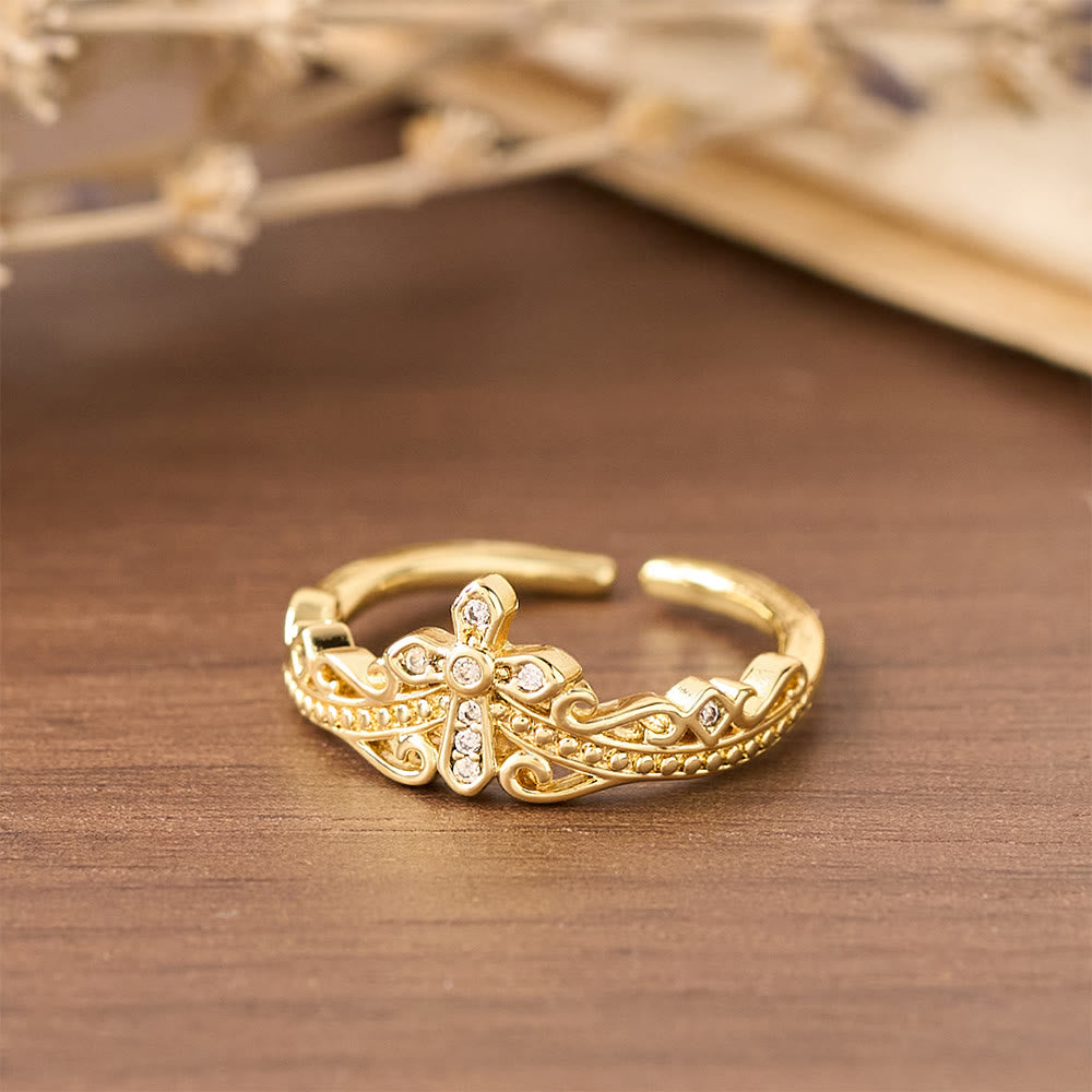 Dual Polished Style Cross-Crown Ring