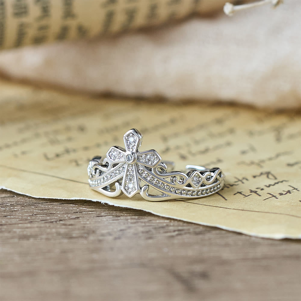 Dual Polished Style Cross-Crown Ring