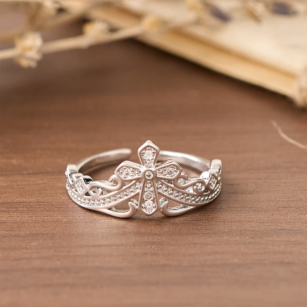Dual Polished Style Cross-Crown Ring