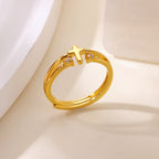 Zircon Accent Cross Double-Band Ring