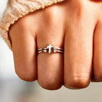 Zircon Accent Cross Double-Band Ring