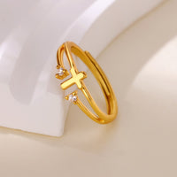 Zircon Accent Cross Double-Band Ring