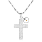 Textured Cross Mustard Seed Necklace