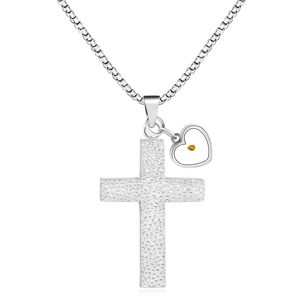 Textured Cross Mustard Seed Necklace