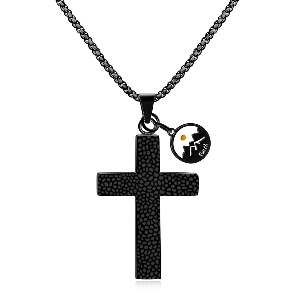 Textured Cross Mustard Seed Necklace