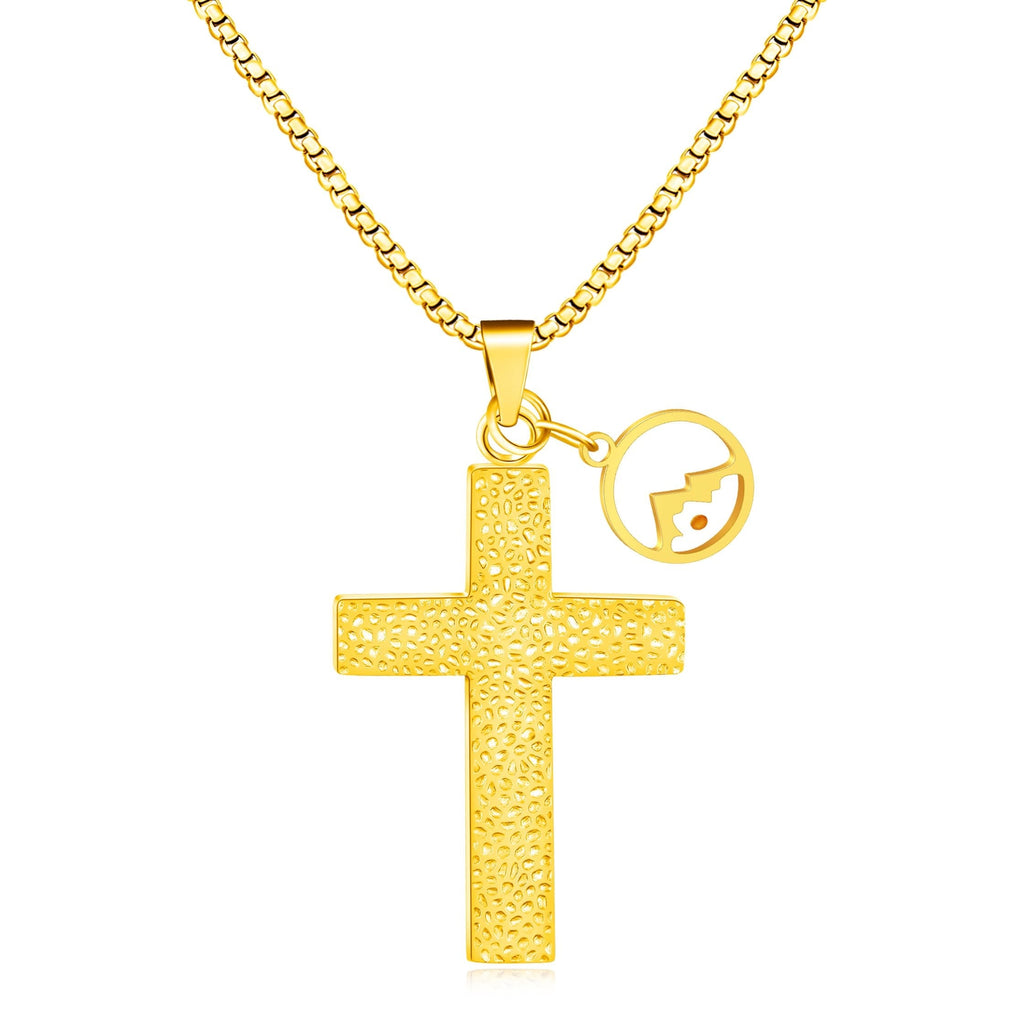 Textured Cross Mustard Seed Necklace