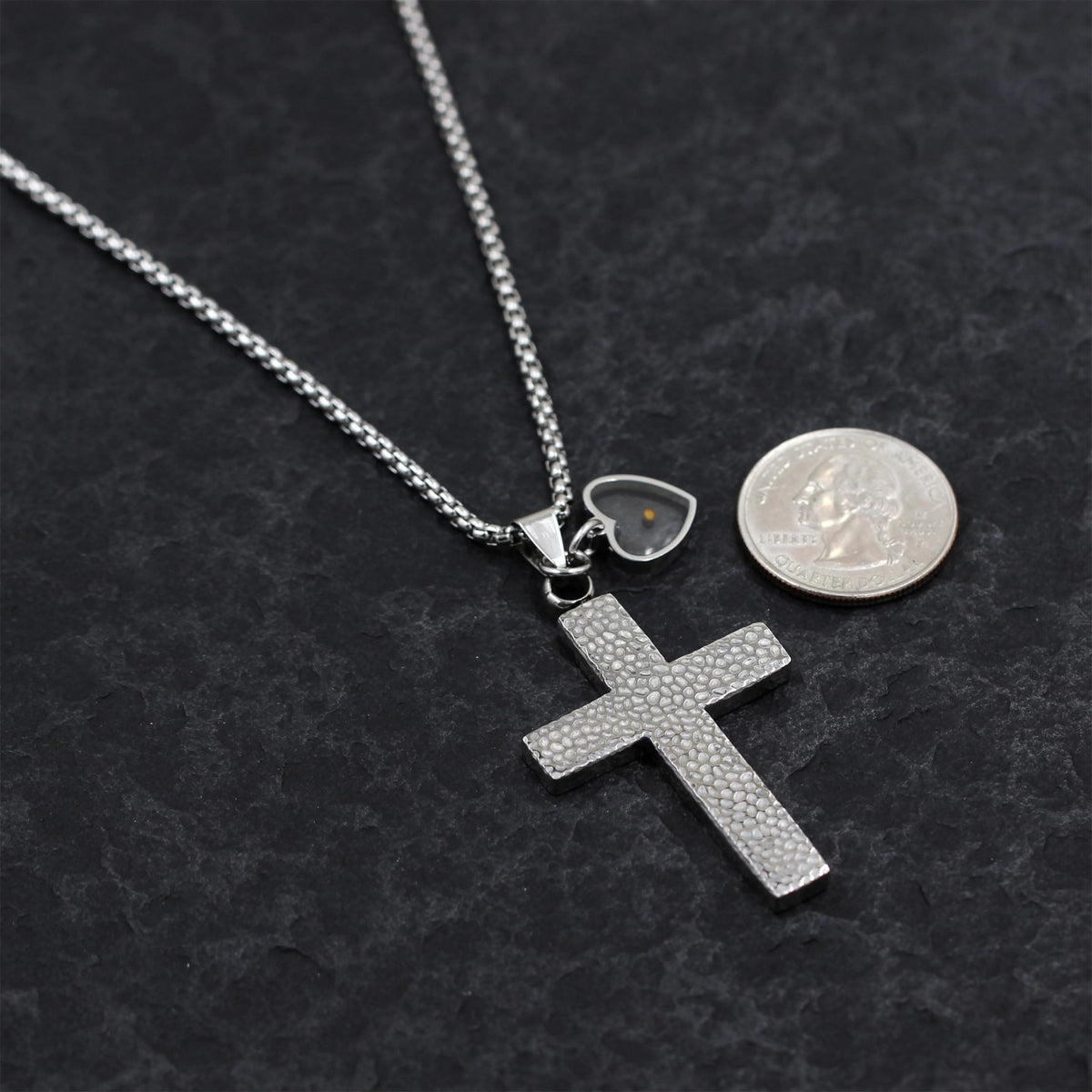 Textured Cross Mustard Seed Necklace