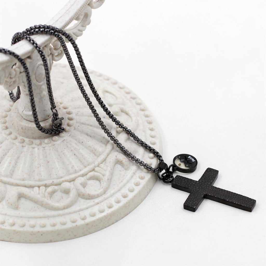 Textured Cross Mustard Seed Necklace
