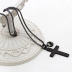 Textured Cross Mustard Seed Necklace
