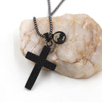 Textured Cross Mustard Seed Necklace
