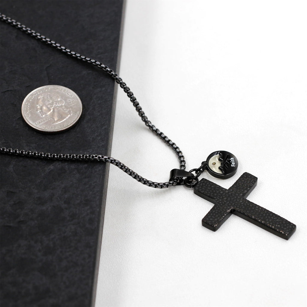 Textured Cross Mustard Seed Necklace