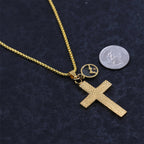 Textured Cross Mustard Seed Necklace