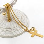 Textured Cross Mustard Seed Necklace