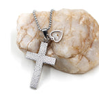Textured Cross Mustard Seed Necklace