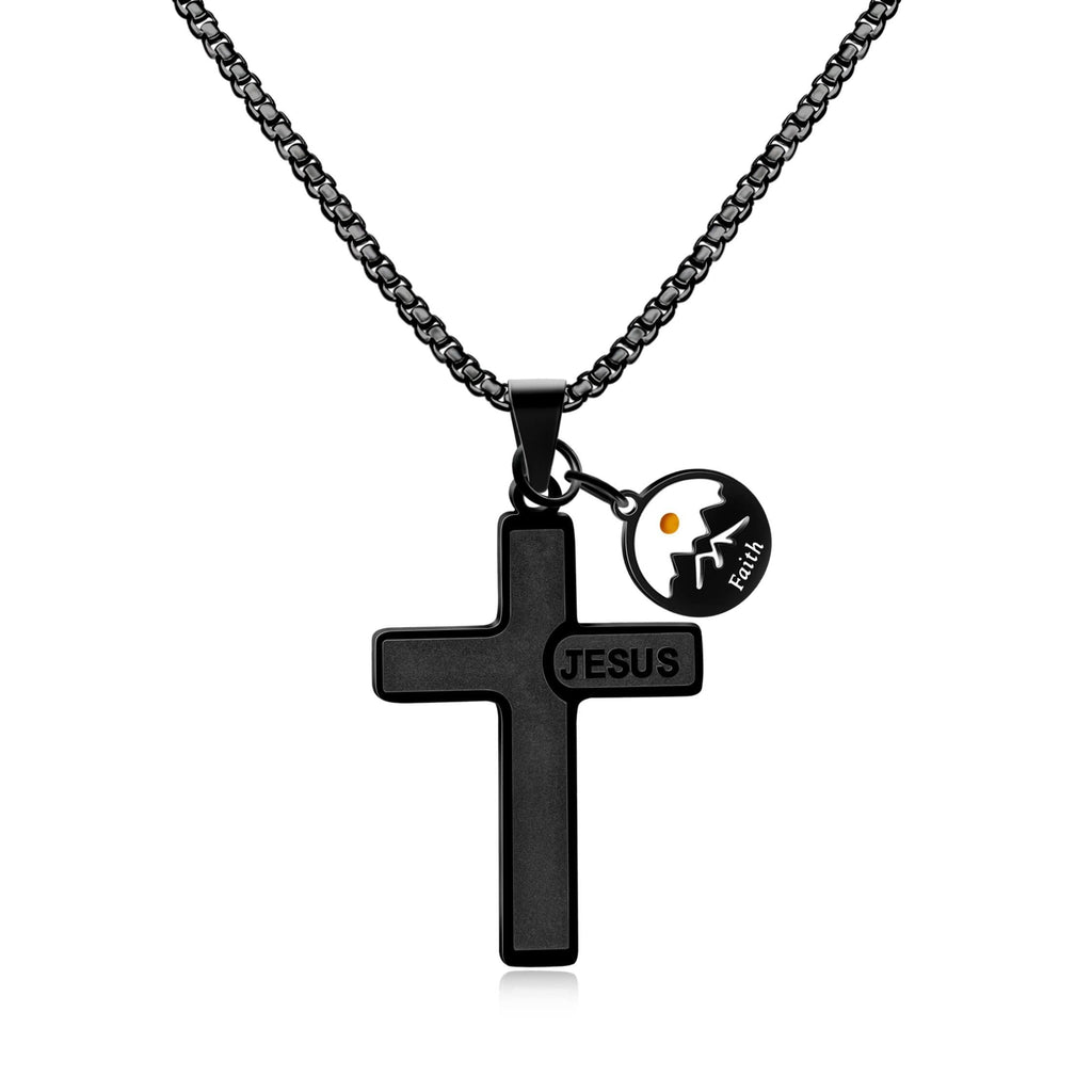 Jesus Engraved Mustard Seed Cross Necklace