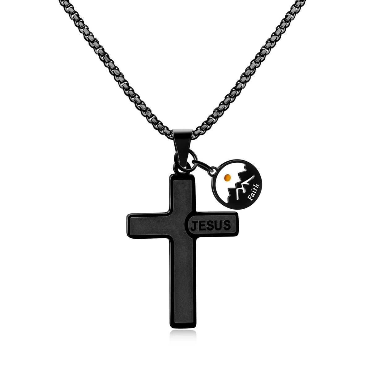 Jesus Engraved Mustard Seed Cross Necklace