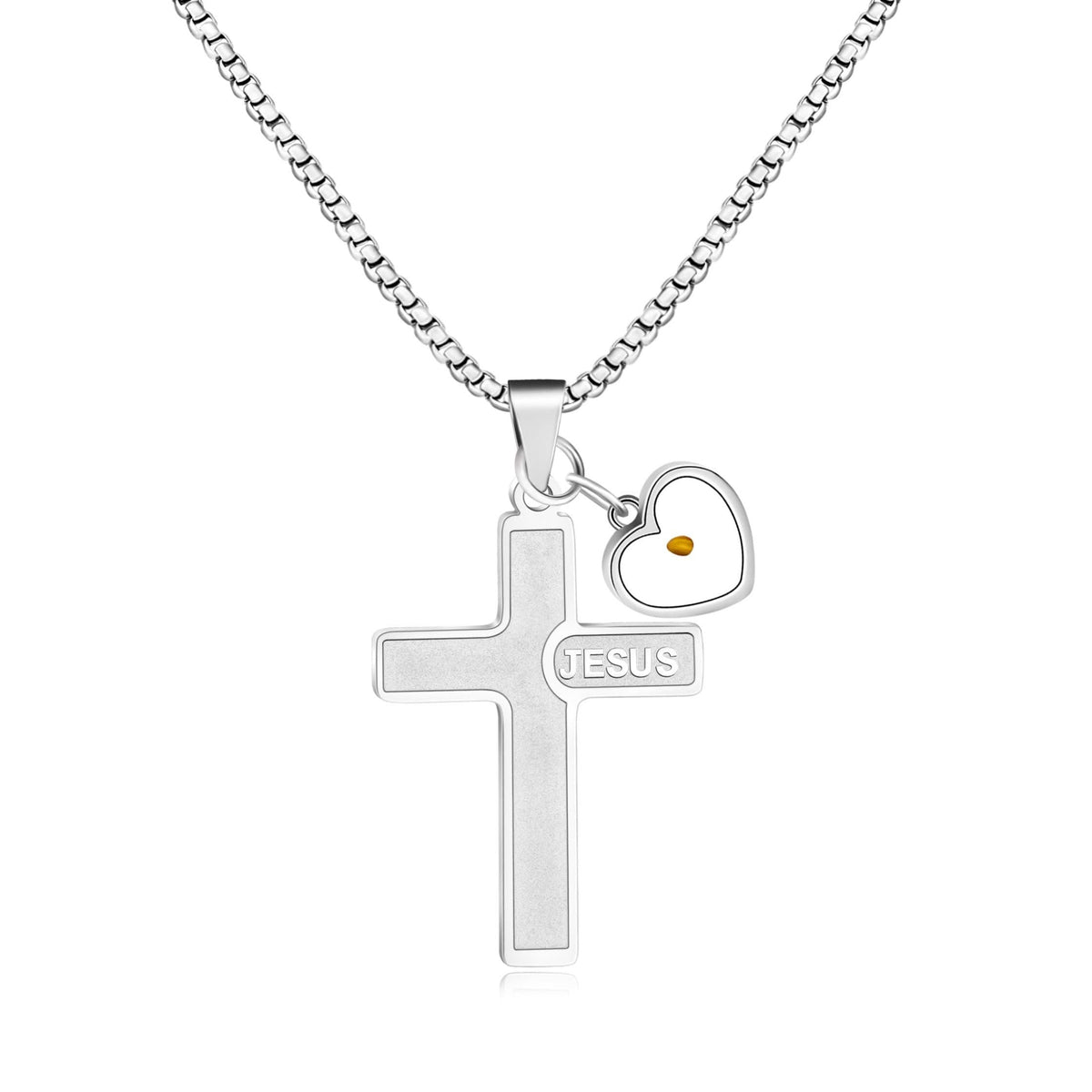 Jesus Engraved Mustard Seed Cross Necklace
