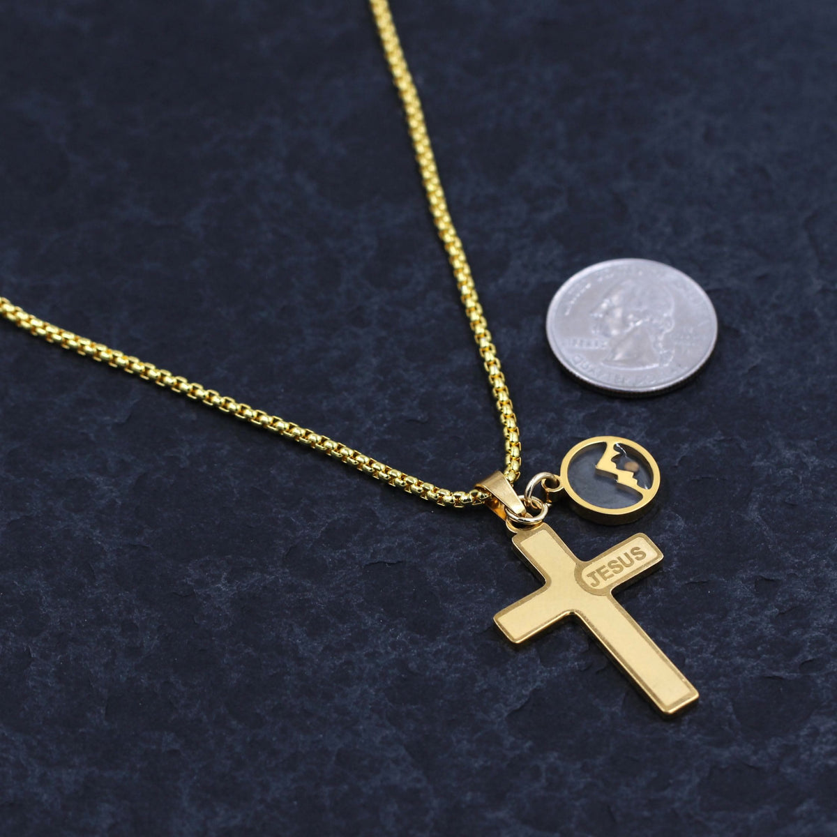 Jesus Engraved Mustard Seed Cross Necklace