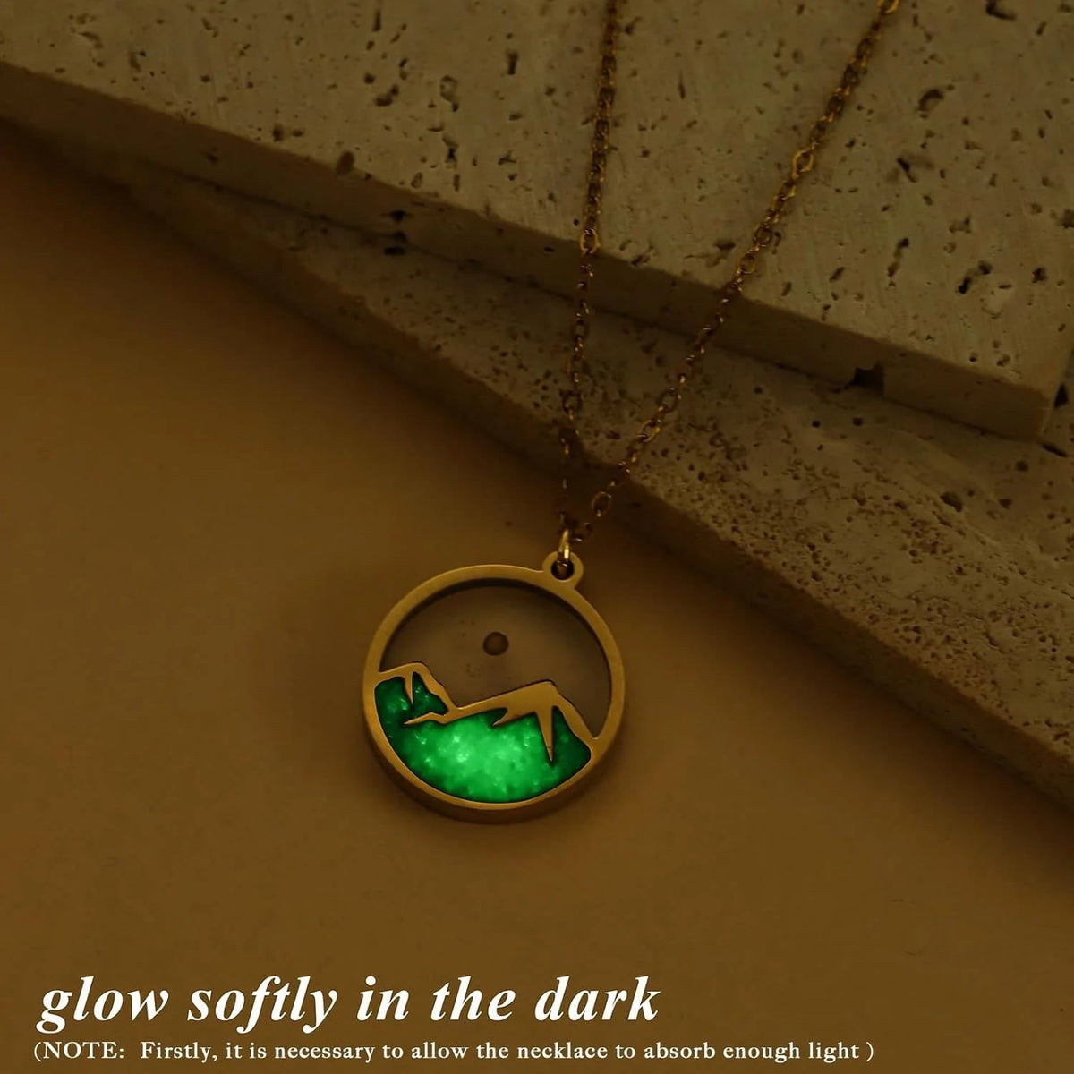 Glow-in-the-Dark Mustard Seed Mountain Necklace
