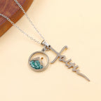 Faith Script Cross Mustard Seed Necklace