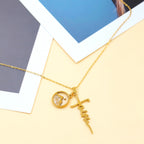 Faith Script Cross Mustard Seed Necklace