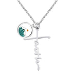 Faith Script Cross Mustard Seed Necklace