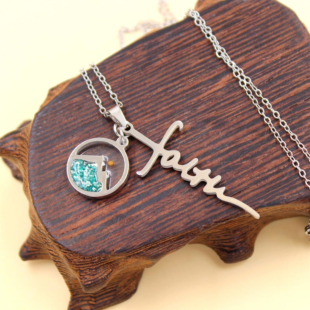 Faith Script Cross Mustard Seed Necklace
