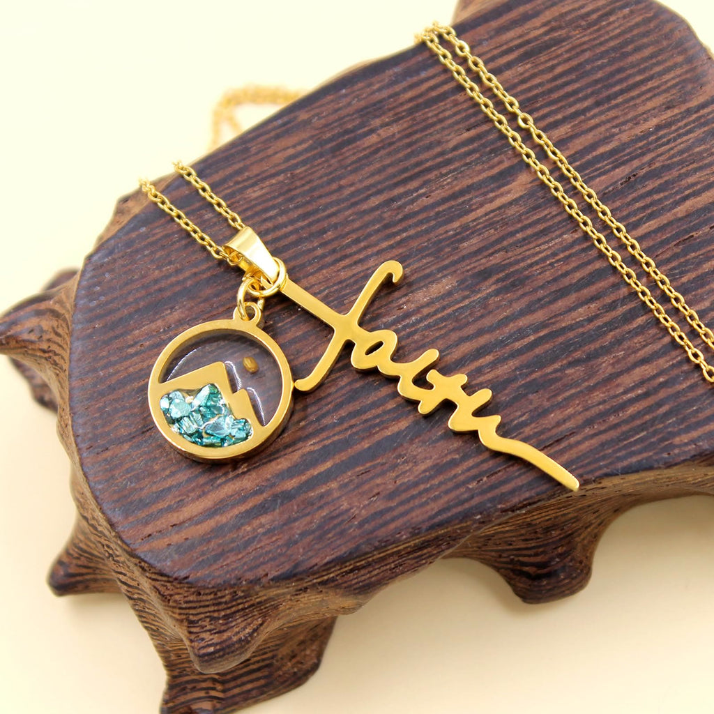 Faith Script Cross Mustard Seed Necklace