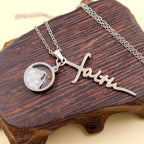 Faith Script Cross Mustard Seed Necklace