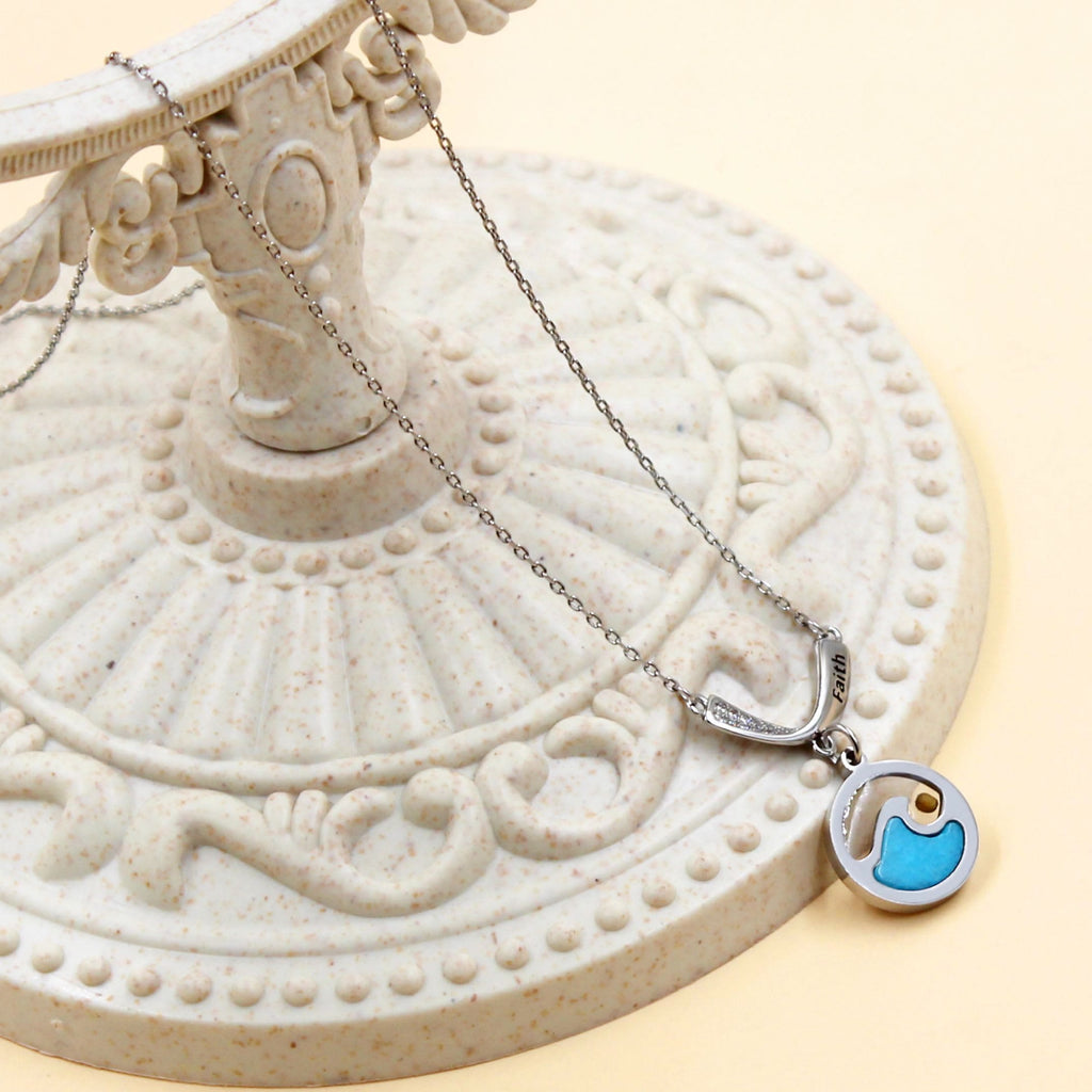 Faith Engraved Wave Mustard Seed Necklace