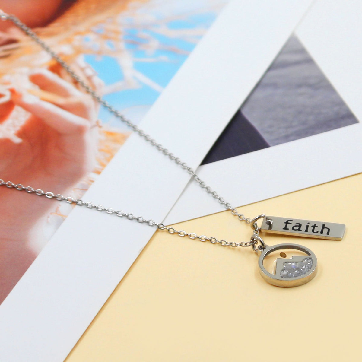 Faith Tag & Mustard Seed Mountain Necklace