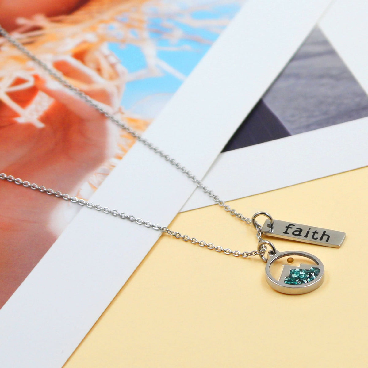 Faith Tag & Mustard Seed Mountain Necklace