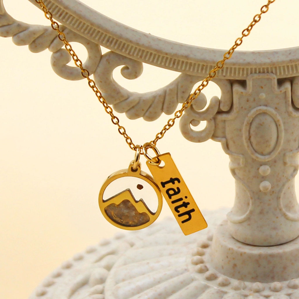 Faith Tag & Mustard Seed Mountain Necklace